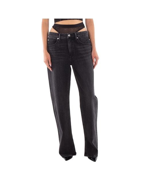 Alexander Wang Blue Slit Hem Jeans With Prestyle Hotfix Undie, Waist