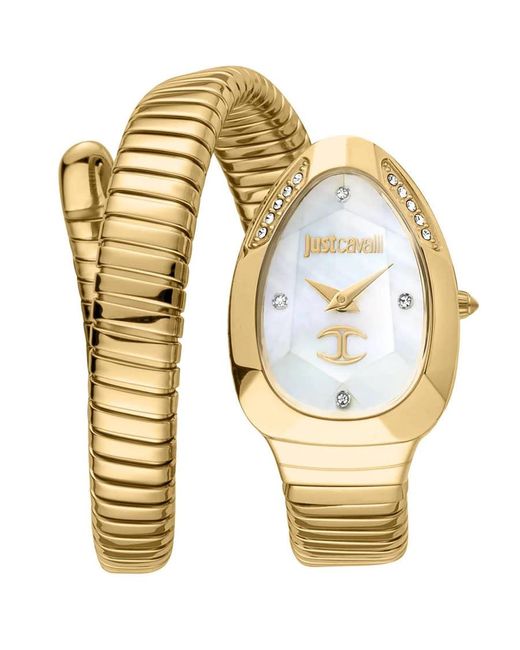 Just Cavalli Metallic Snake Mother Of Pearl Dial Watch