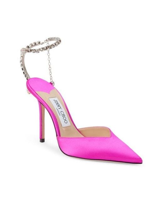Jimmy Choo Purple Saeda 100 Mm Satin Heel