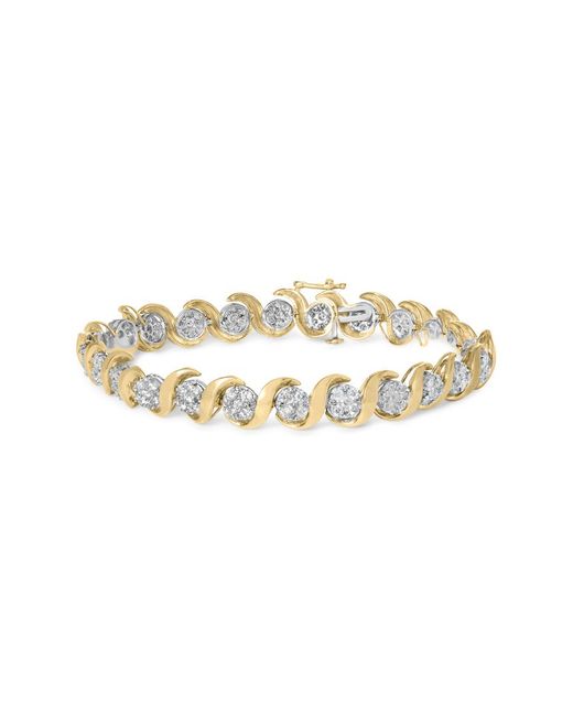 Haus of Brilliance Metallic 10K 4.00 Cttw Round-Cut Diamond Floral Link 7.5" Bracelet (H-I Color, I2-I3 Clarity)