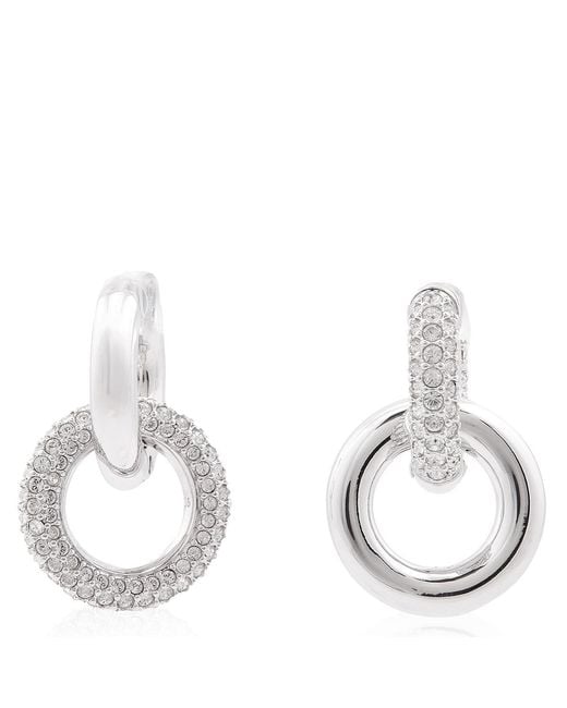 Swarovski Metallic Dextera Pierced Earrings Interlinked Rhodium Shiny Clear