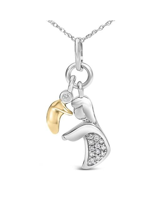 Haus of Brilliance Metallic 14K Plated Sterling Diamond Accent Mom And Child Pendant Necklace