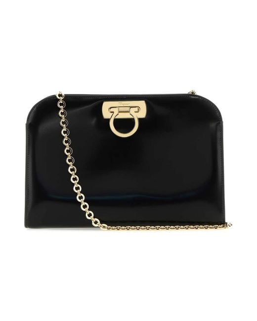 Ferragamo Black Leather Clutch for men