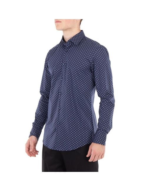 Boss Blue Printed Cotton Poplin Slim-Fit Shirt, Brand Size 40 (Neck for men