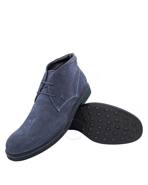 Tod's Blue Indaco Light Calf Suede Ankle Boots for men