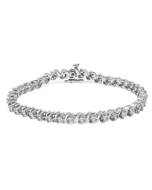 Haus of Brilliance Metallic 925 Sterling 1/4 Cttw Diamond Station And S Link Bracelet
