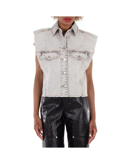 Isabel Marant Blue Tyra Raw-Cut Edge Denim Vest