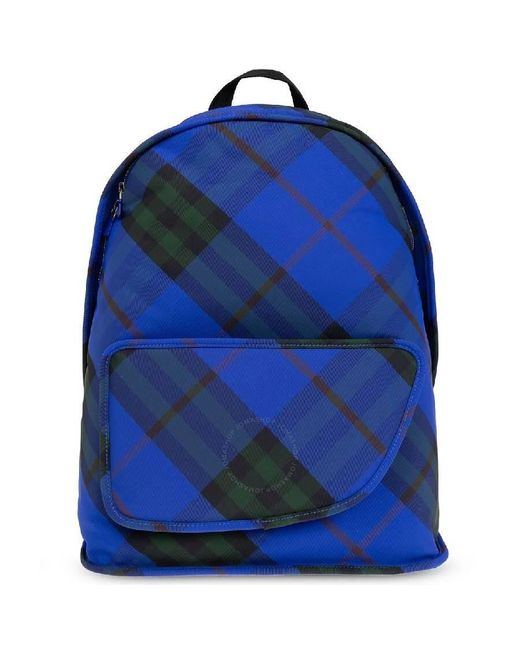 Burberry Blue Check Large Shield Backpack for men