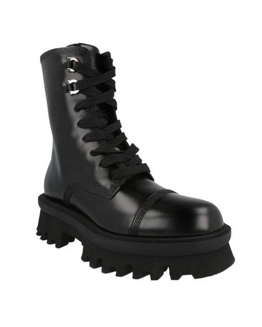 Ferragamo Black Ferragamo Kira Leather Combat Boots