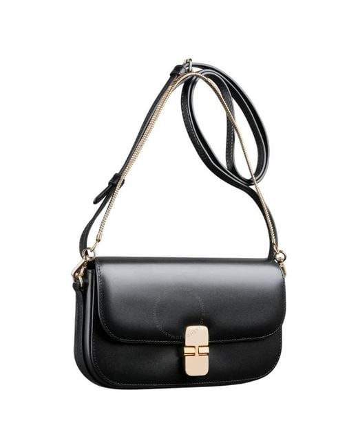 A.P.C. Black Grace Leather Chain Clutch Bag