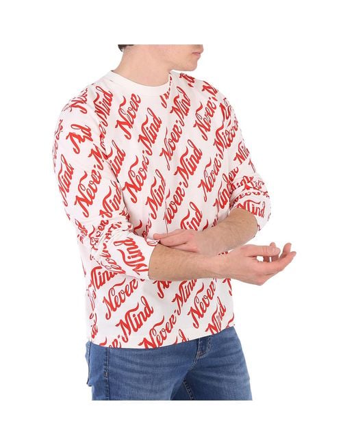 Etudes Studio Red Spirit Long Sleeved Nevermind Allover Logo T-Shirt for men