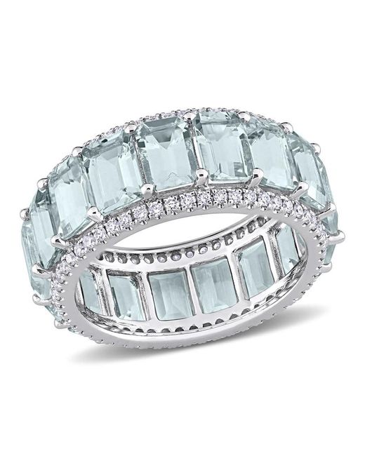 Amour Metallic 9 1/3 Ct Tgw Emerald Cut Aquamarine And 5/8 Ct Tw Diamond Eternity Ring for men