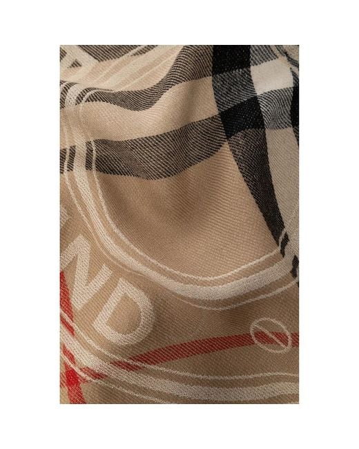 Burberry Natural exaggerated Check Logo Fringe Scarf