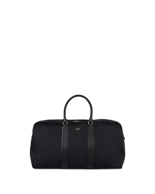 Zegna Black Holdall Nylon Travel Bag for men