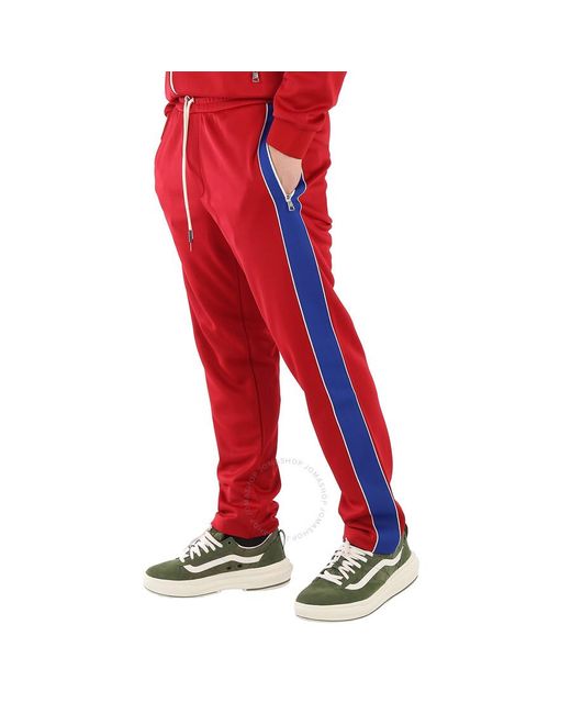 Moncler Red Dark Striped Drawstring Sweatpants for men