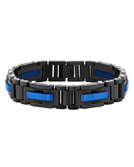 Robert Alton Blue And Riveted Stainless Steel Bracelet for men