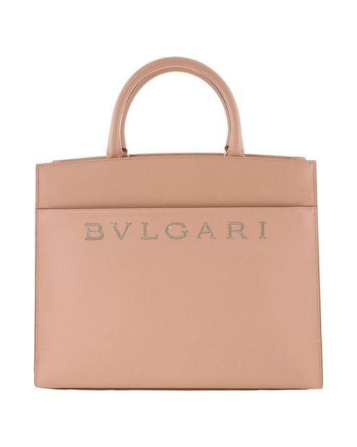 BVLGARI Natural Leather Logo Tote Bag for men