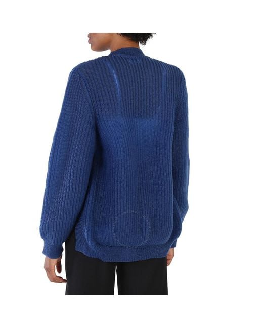 Burberry Blue Warm Royal Cut-out Knit Technical Reconstructed Sweater