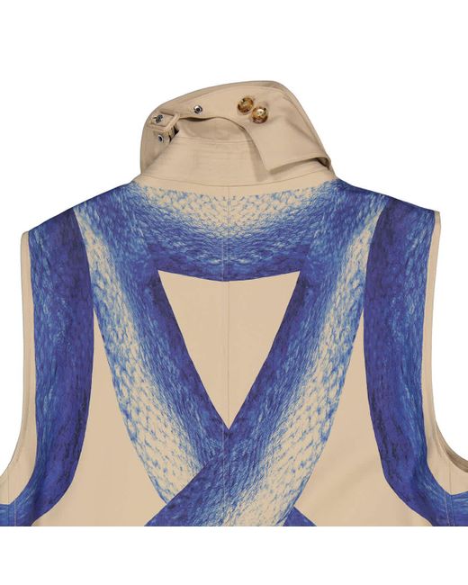 Burberry Blue Mermaid Tail Print Sleeveless Trench Coat