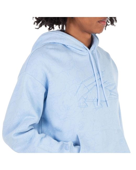 Lacoste Blue Relaxed Fit Floral Print Cotton Hoodie for men