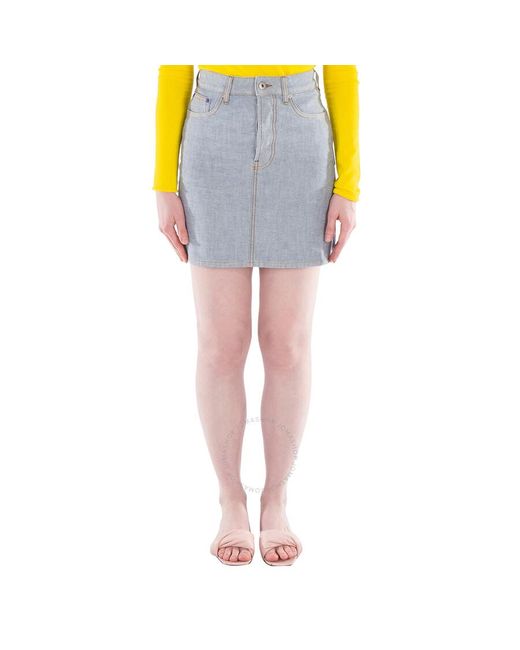 Burberry Blue Ekd Jacquard Denim Skirt, Brand Size 4 (Us