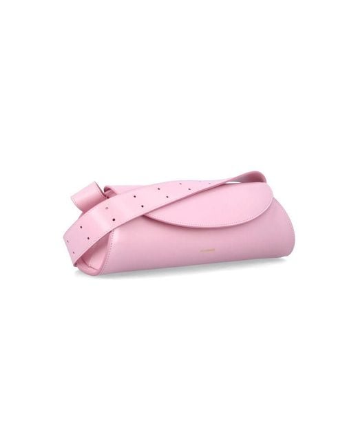Jil Sander Pink Cannolo Small Leather Bag Bovine Lining Shoulder