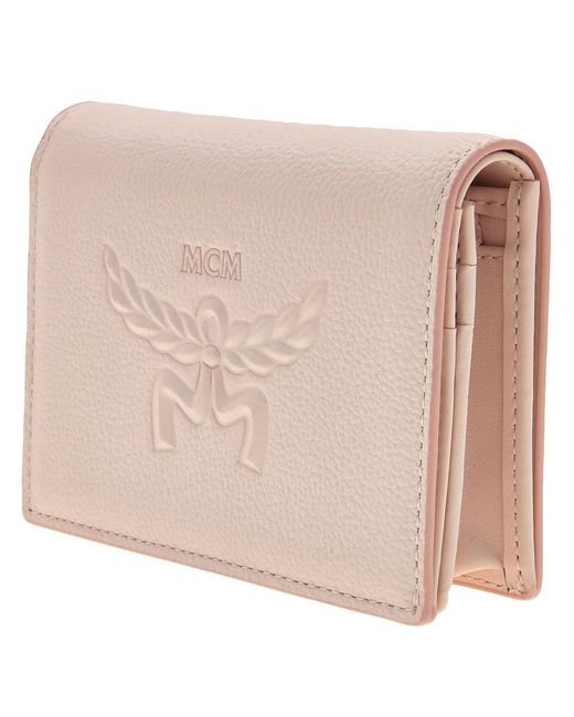 MCM Natural Embossed Logo Leather Mini Himmel Snap Wallet for men
