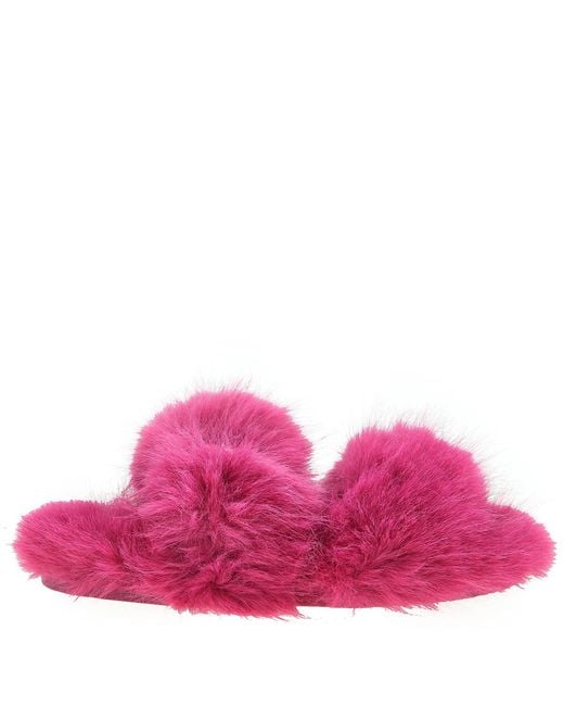 Michael Kors Pink Faux Fur Tula Slides, Brand Us