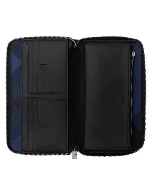 Burberry Black Leather Large Heritage Zip Wallet for men