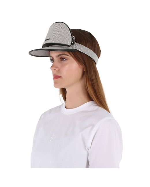 Burberry White Zip Pocket-detail Visor Hat