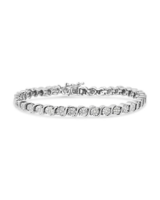 Haus of Brilliance Metallic .925 Sterling Silver 1/4 Cttw Miracle-set Diamond Round Miracle Plate ''s'' Link Tennis Bracelet