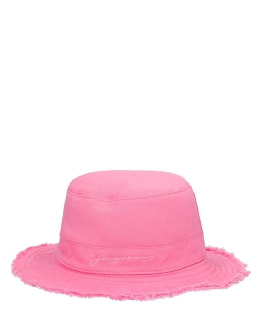 Jacquemus Pink L'Enfant Frayed Hem Bucket Hat