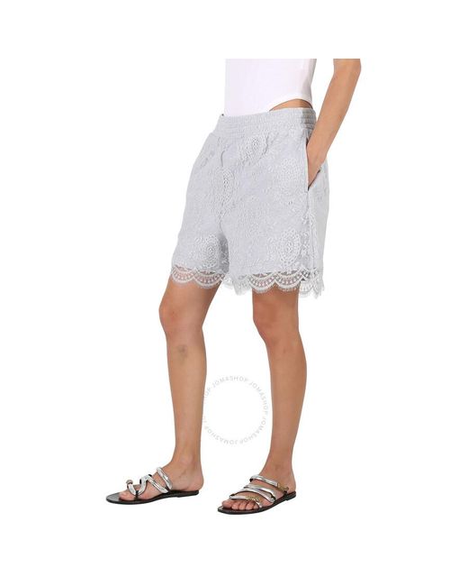 Burberry Blue Light Pebble Lace And Cotton Shorts