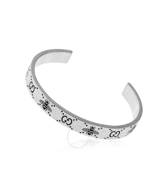 Gucci Metallic Gg And Bee Engraved Cuff Bracelet for men