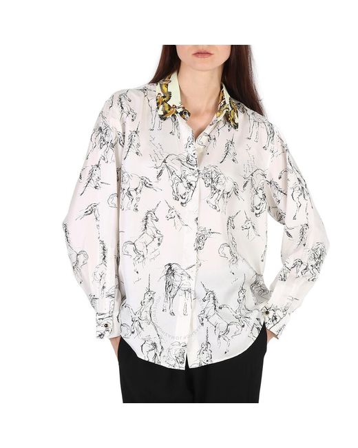 Burberry Gray Ruka Unicorn Sketch Print Shirt