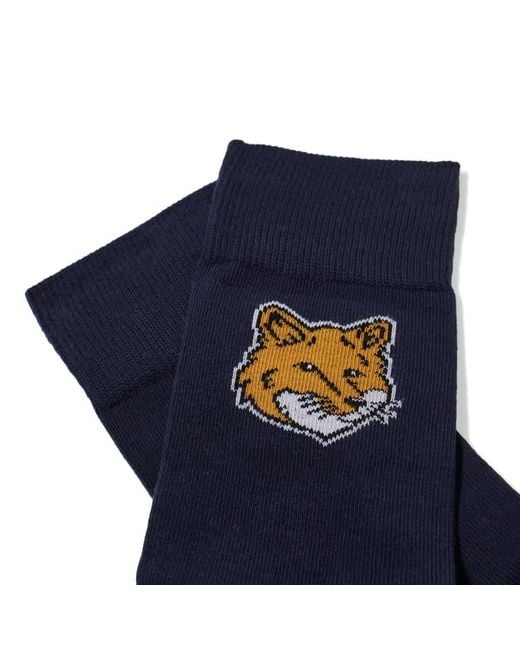 Maison Kitsuné Blue Fox Head Socks for men