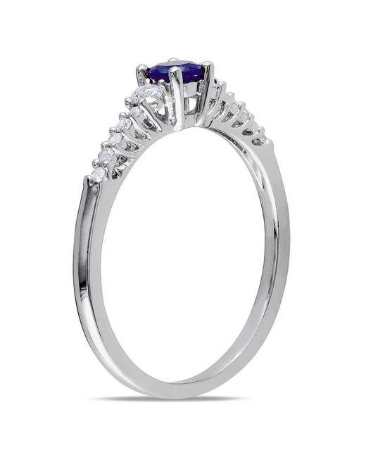 Amour Blue Created And Created Sapphire And Diamond Accent Ring