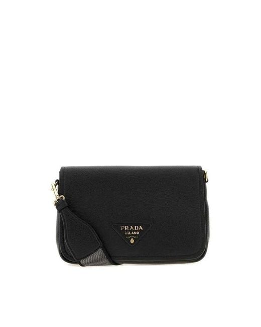 Prada Black Leather Crossbody Bag Nero 1 + Oro Borse A Tracolla