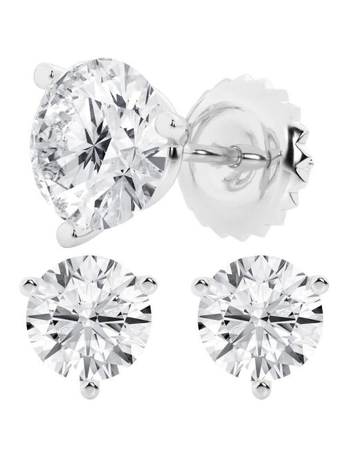 Brilliant Diamond Metallic 6 Carat Round Cut Lab Grown Diamond Stud Earrings