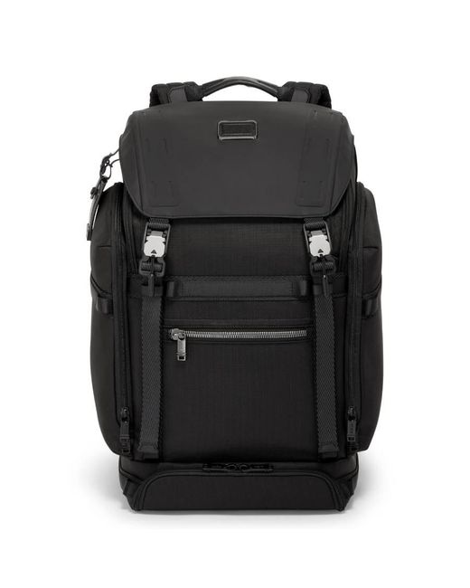 Tumi Black Alpha Bravo Expedition Flap Backpack for men