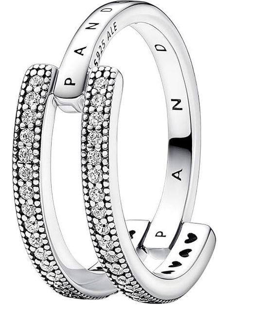 Pandora Metallic Pave Double Band Sterling Ring