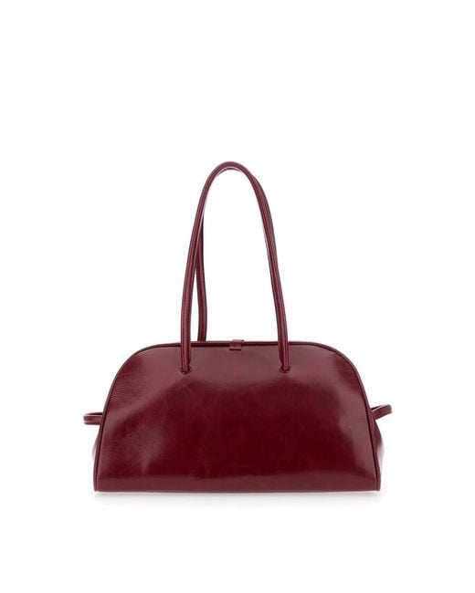 Jacquemus Red Turismo Bordeaux Shoulder Bag With Double Handles And Logo Lettering On The Front