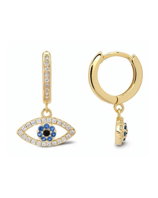 Kylie Harper Metallic 14K Over Dangling Evil Eye Cz Hoop Earrings