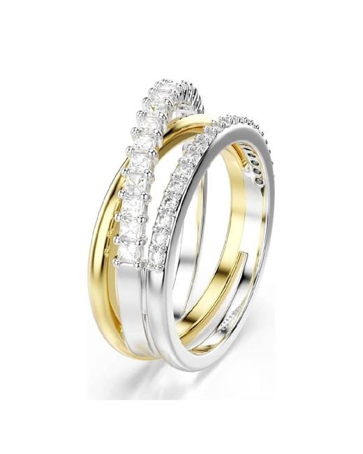Swarovski Metallic Hyperbola Crystal Metal Ring, Size 58
