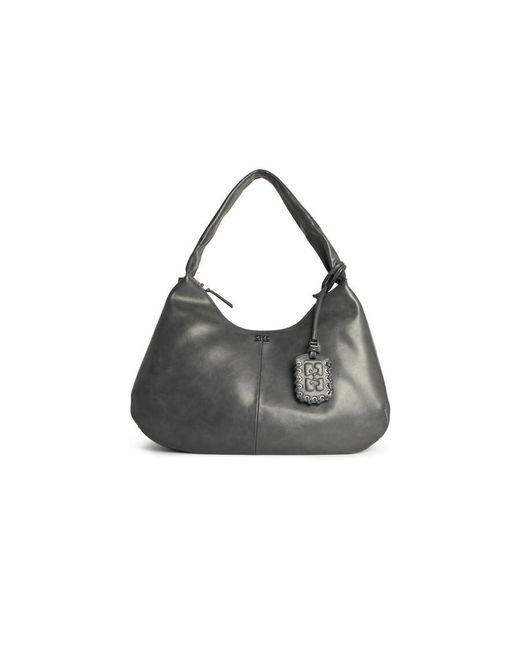 Ganni Gray Bou Xxl Leather Blend Bag
