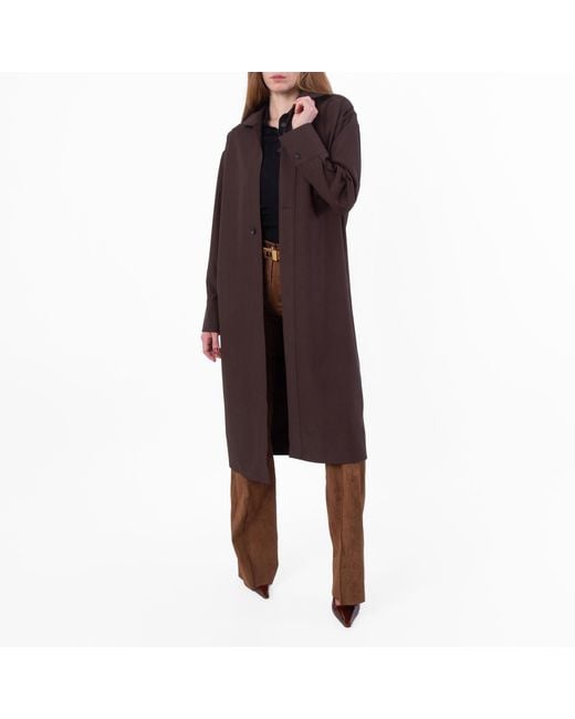 Ferragamo Brown Ferragamo Dark Minimalist Long Overcoat