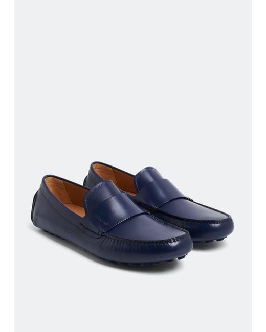 Ferragamo Blue Ferragamo Giulito Saddle Driving Shoes for men