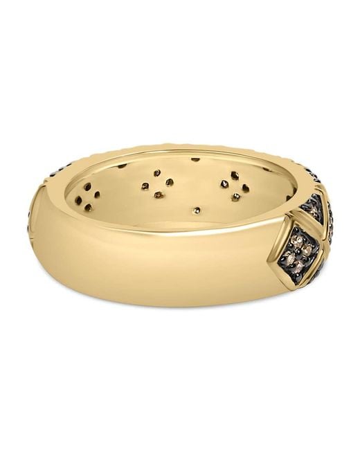 Haus of Brilliance Metallic 10K Plated .925 Sterling 3/8 Cttw Champagne Diamond Geometric Style Band Ring
