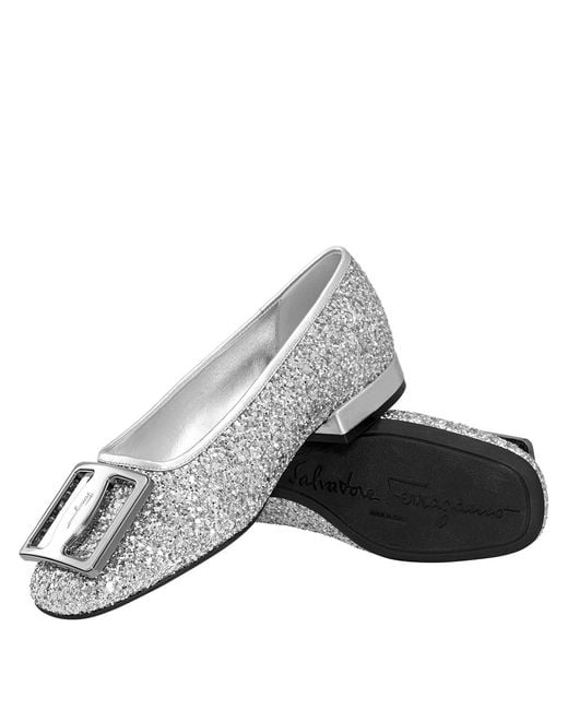 Ferragamo Metallic Salvatore Ladies Chunky Buckle Ballet Flat, Brand Size 5.5 Us Size 5.5