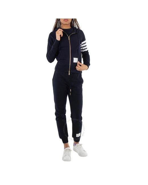 Thom Browne Blue Bar Loopback Full Zip Hoodie, Brand Size 40 (Us